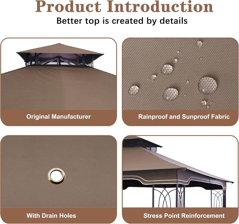 SCOCANOPY Replacement Gazebo Canopy for 10 x 12 Regency II Patio Gazebo Model L-GZ798PST,A101004104,A101004105,(Brown) - Image 5